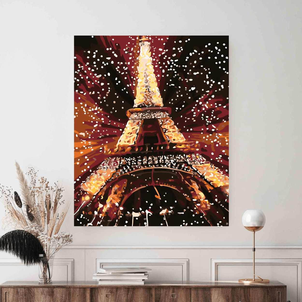 Colectie tablouri pe numere - Orasele lumii: Setul include vopsele numerotate, 3 pensule, panza numerotata, agatatoare, imagine de control si pachet pentru impachetat. Optional, poate avea sasiu pentru inramare.