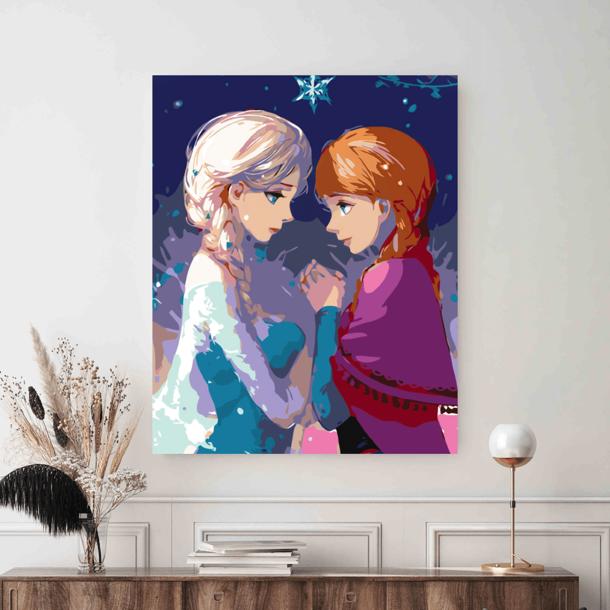 Colectie tablouri pe numere - Copii: Setul include vopsele numerotate, 3 pensule, panza numerotata, agatatoare, imagine de control si pachet pentru impachetat. Optional, poate avea sasiu pentru inramare.