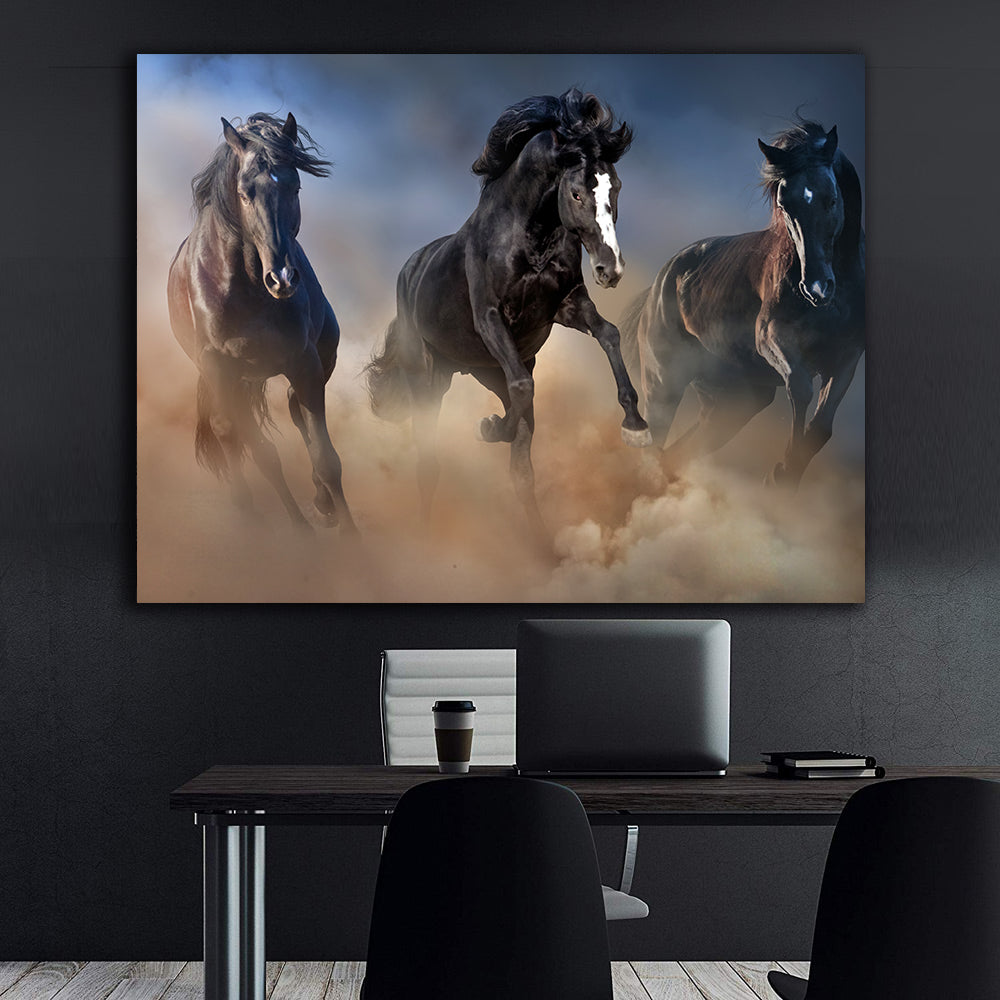 Leinwandbild - Schwarze Hengste