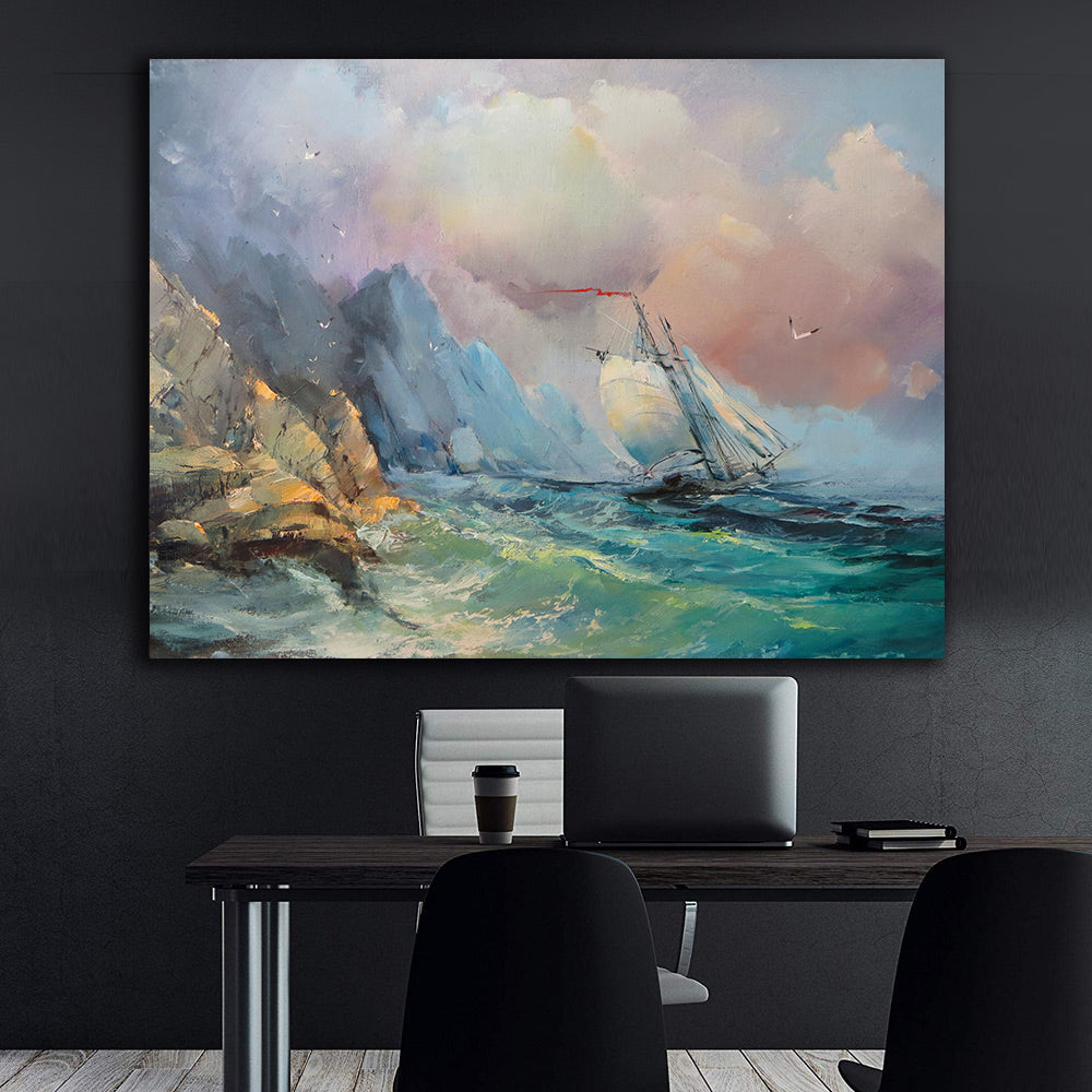 Leinwandbild - Segelboot auf See