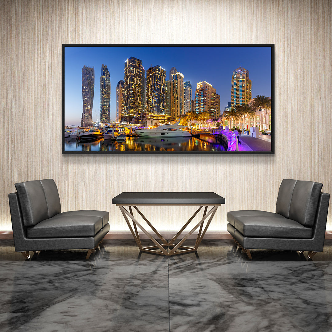 Leinwandbild - Dubai Marina bei Nacht