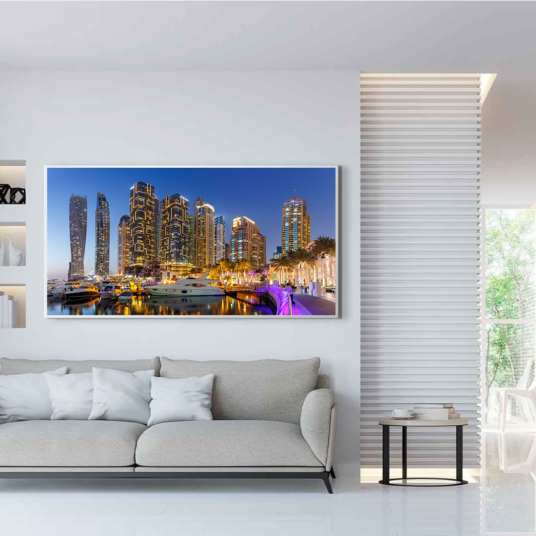 Leinwandbild - Dubai Marina bei Nacht
