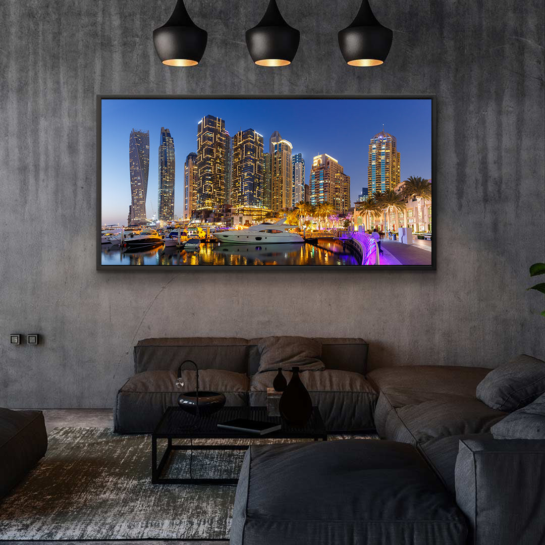 Leinwandbild - Dubai Marina bei Nacht
