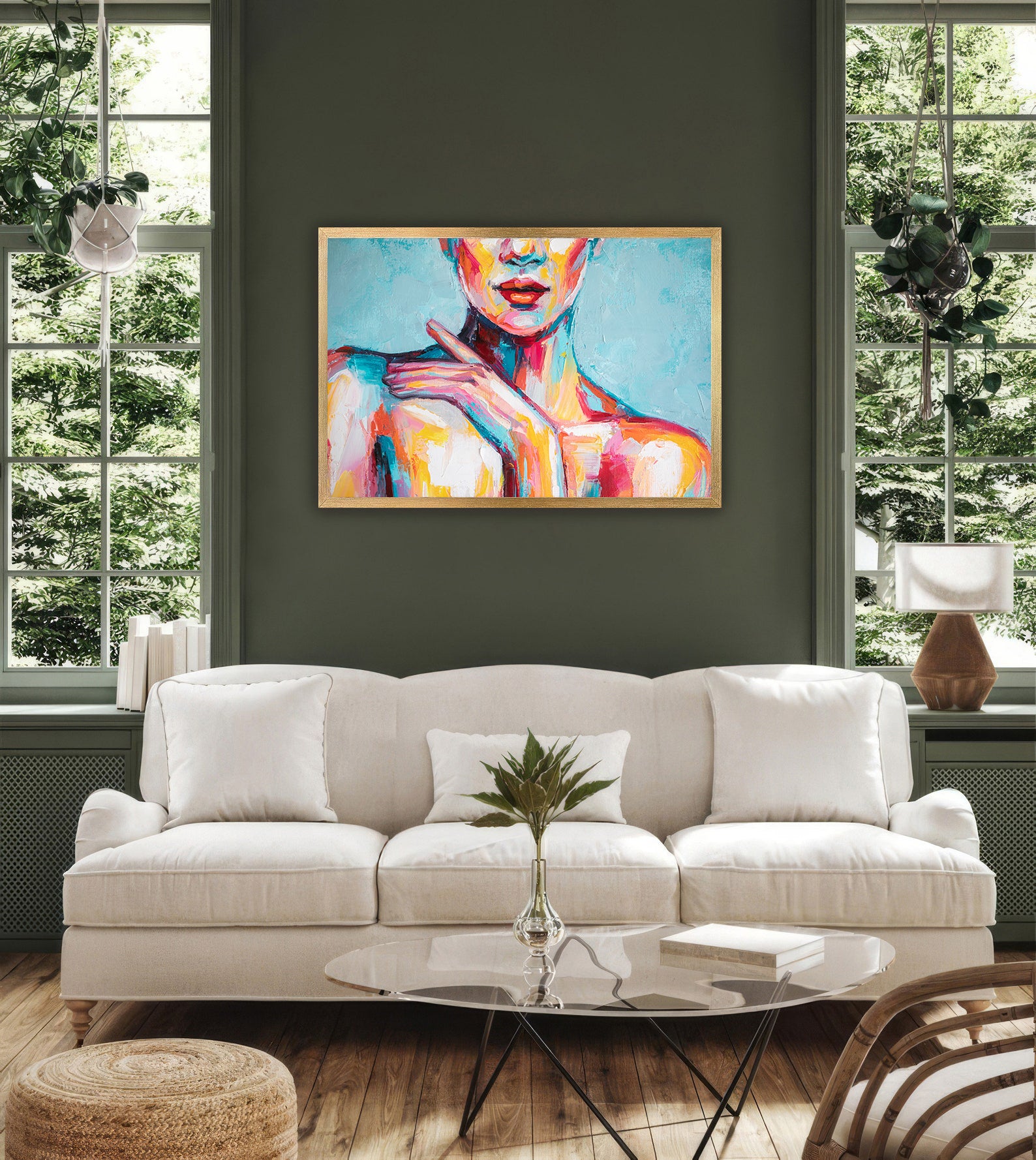 Tableau sur toile - Portrait de femme multicolore