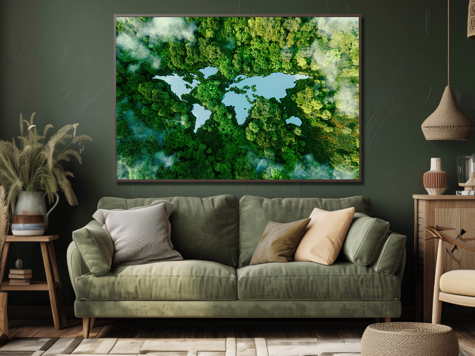 Leinwandbild - Grüne Bäume Landschaft