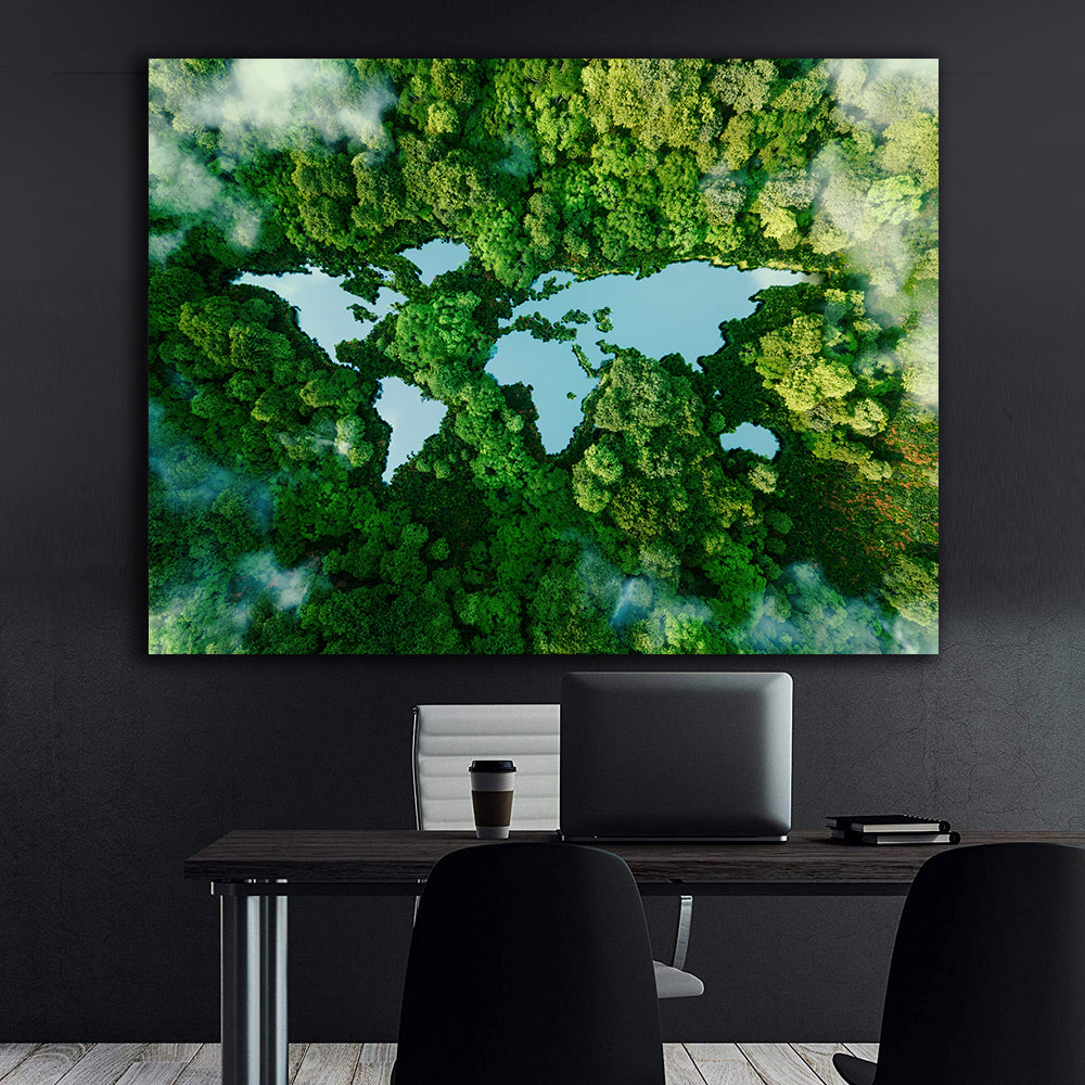 Leinwandbild - Grüne Bäume Landschaft