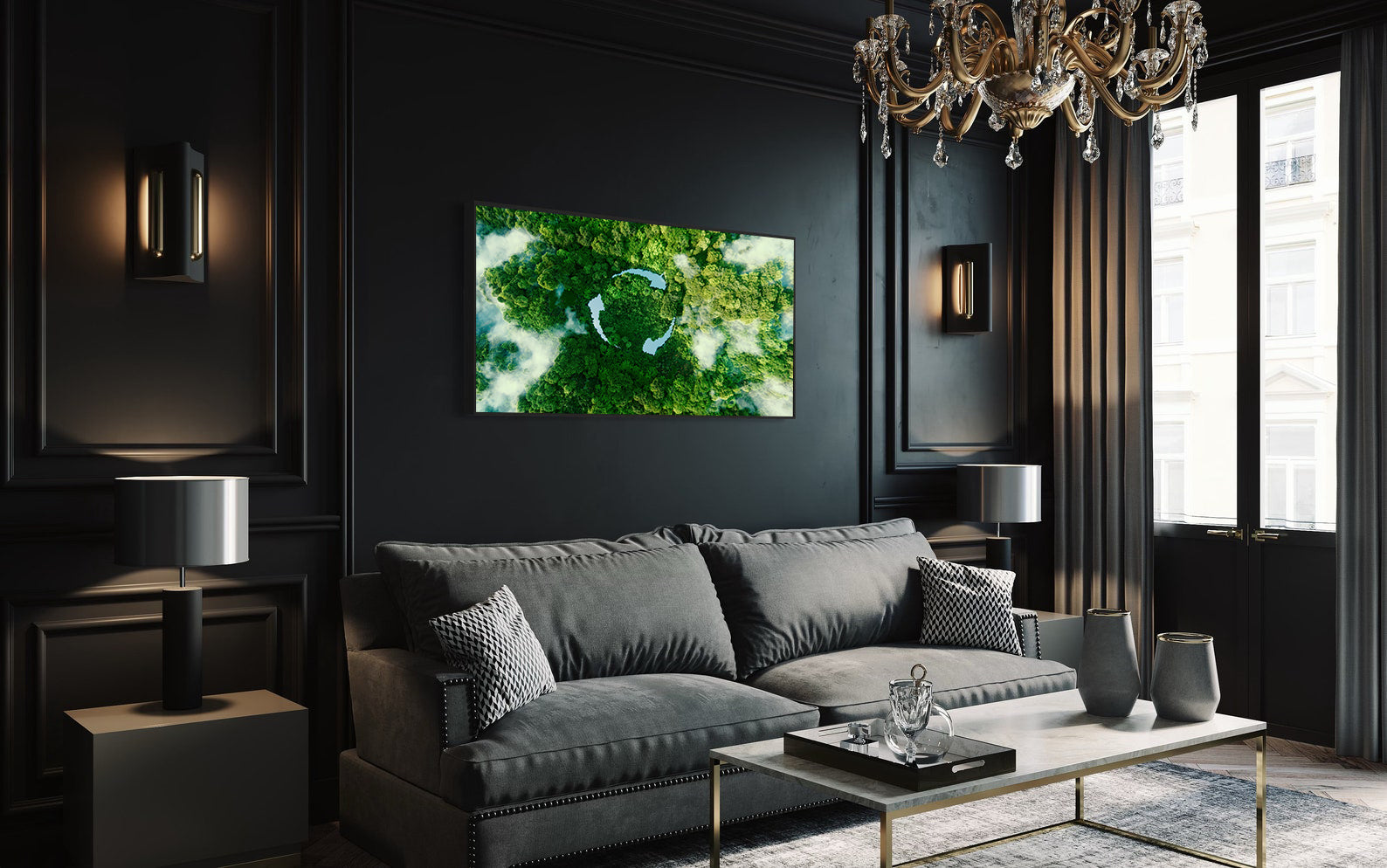 Leinwandgemälde - Grüne Bäume Recycling