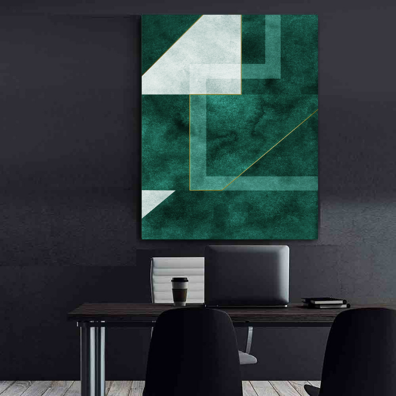 Leinwandgemälde - Moderne grüne geometrische Linien