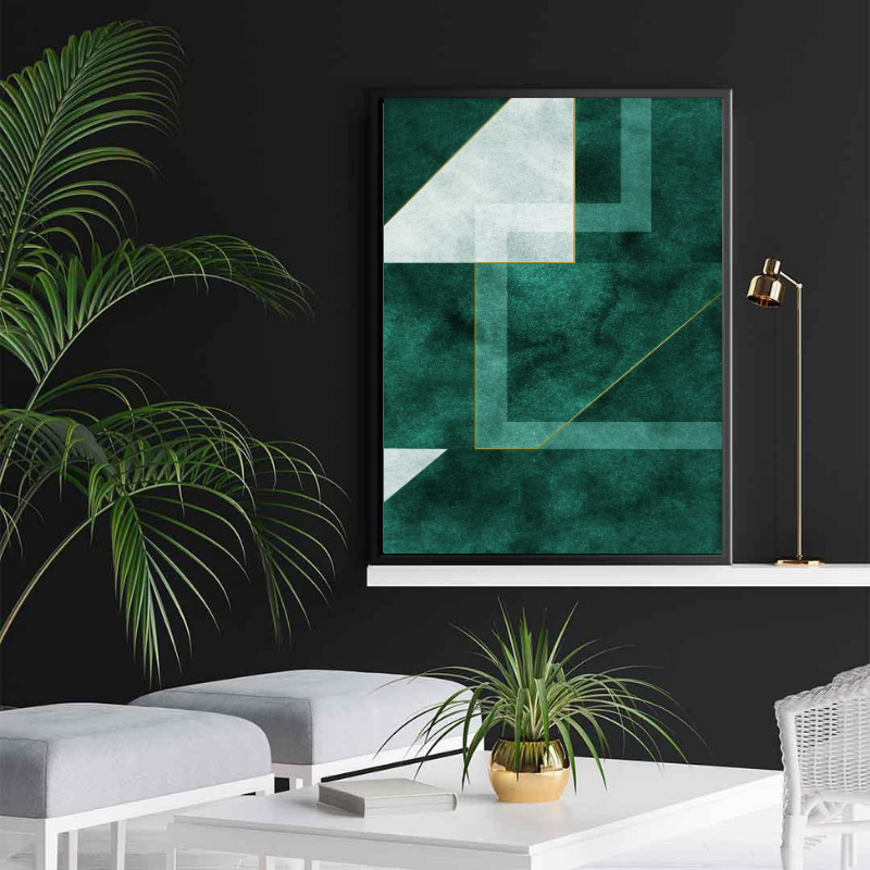 Leinwandgemälde - Moderne grüne geometrische Linien