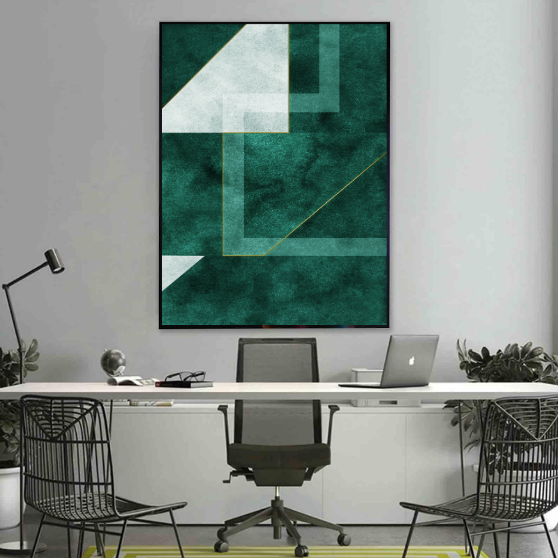 Leinwandgemälde - Moderne grüne geometrische Linien