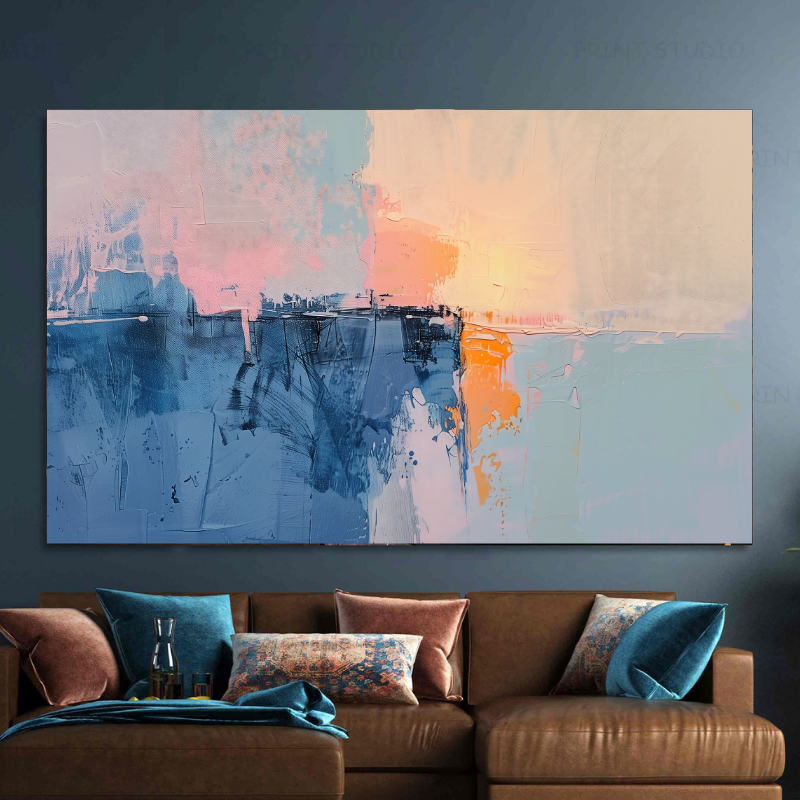 Peinture sur toile - Art abstrait au coucher du soleil
