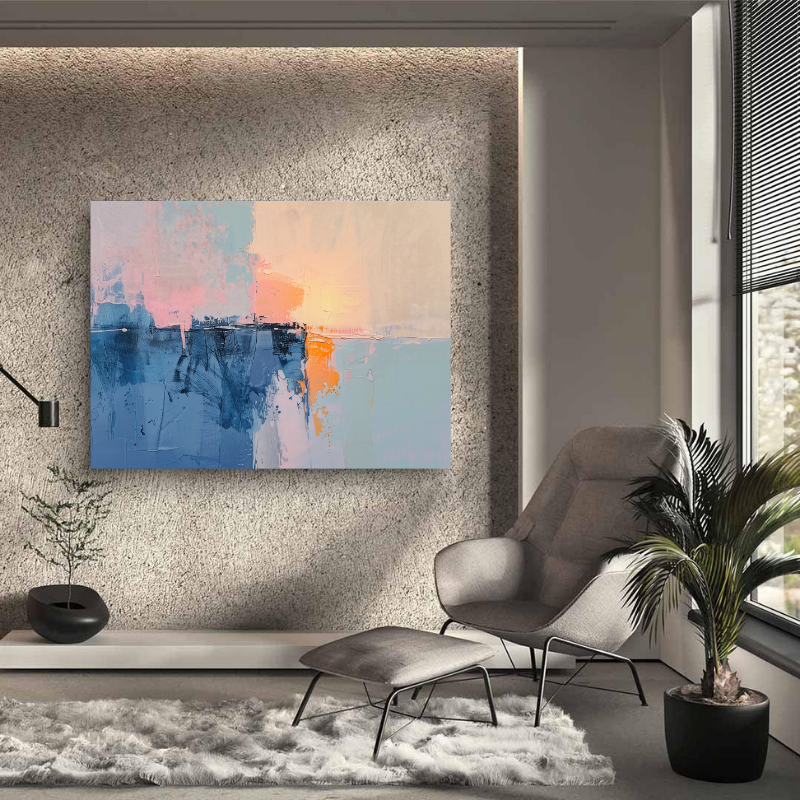 Peinture sur toile - Art abstrait au coucher du soleil