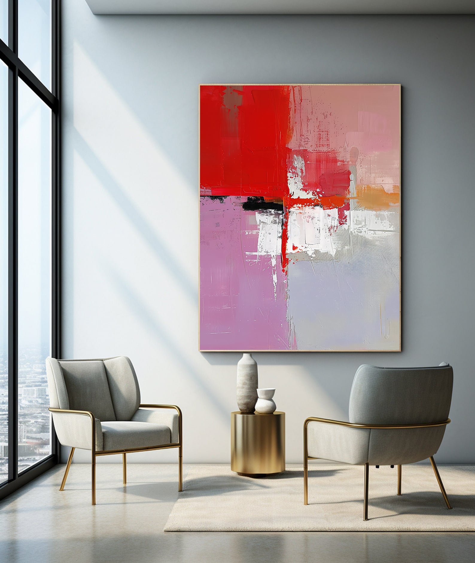Leinwandgemälde - Lebhafte rote abstrakte Kunst