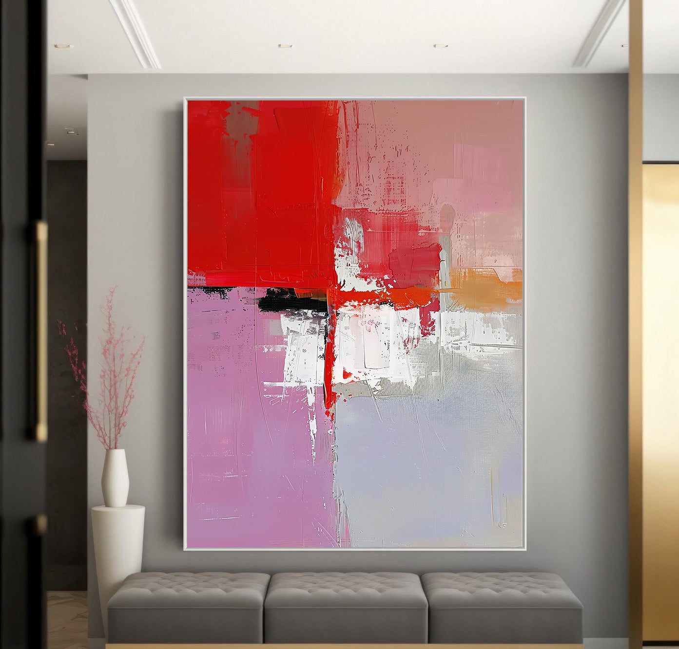 Leinwandgemälde - Lebhafte rote abstrakte Kunst