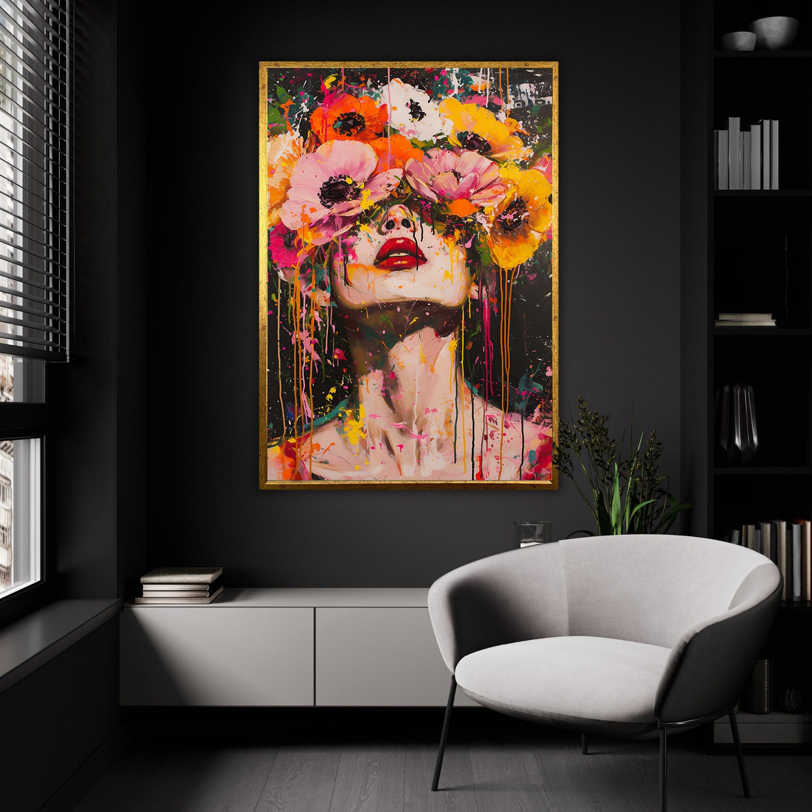 Leinwandgemälde - Blumenkopf