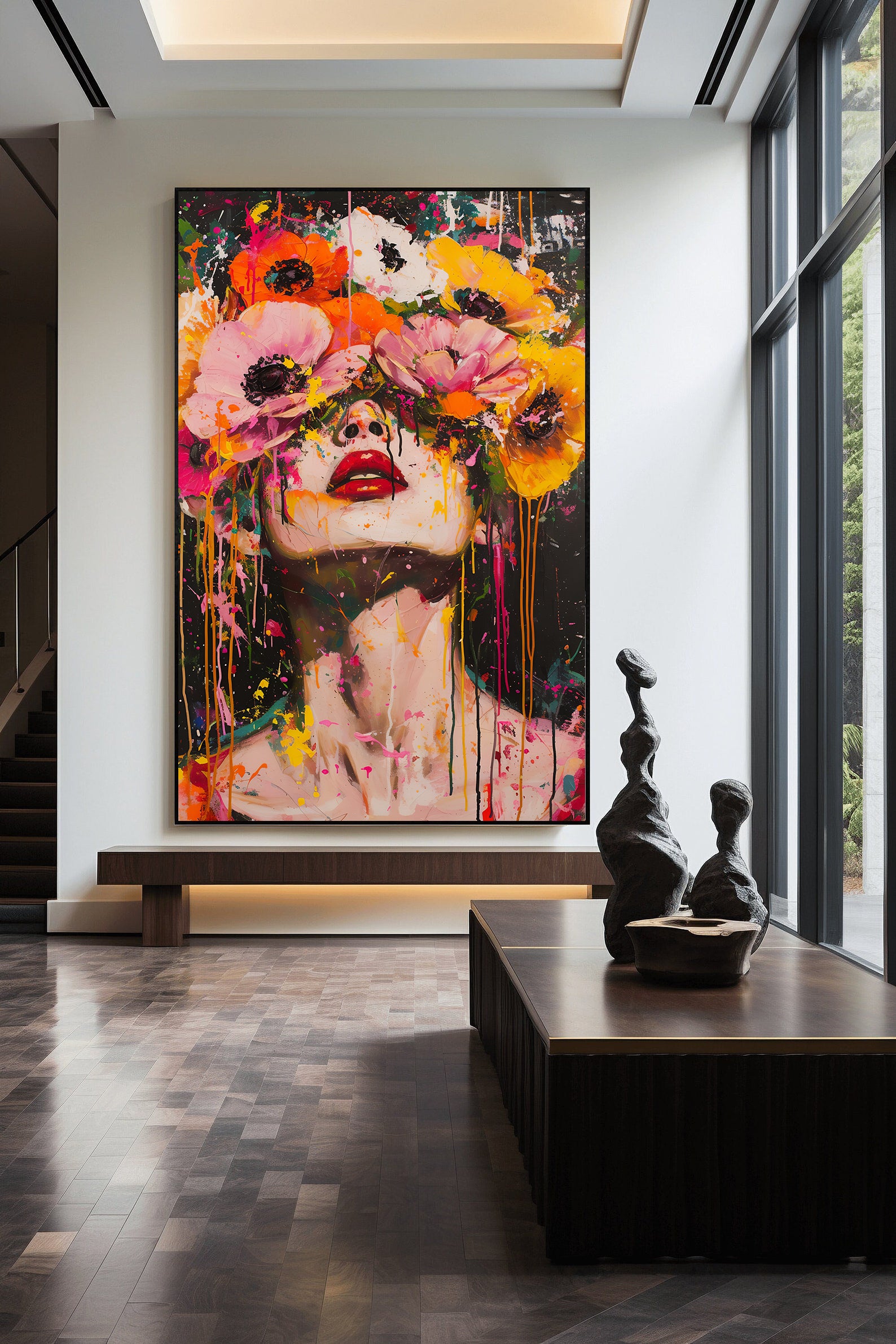 Leinwandgemälde - Blumenkopf