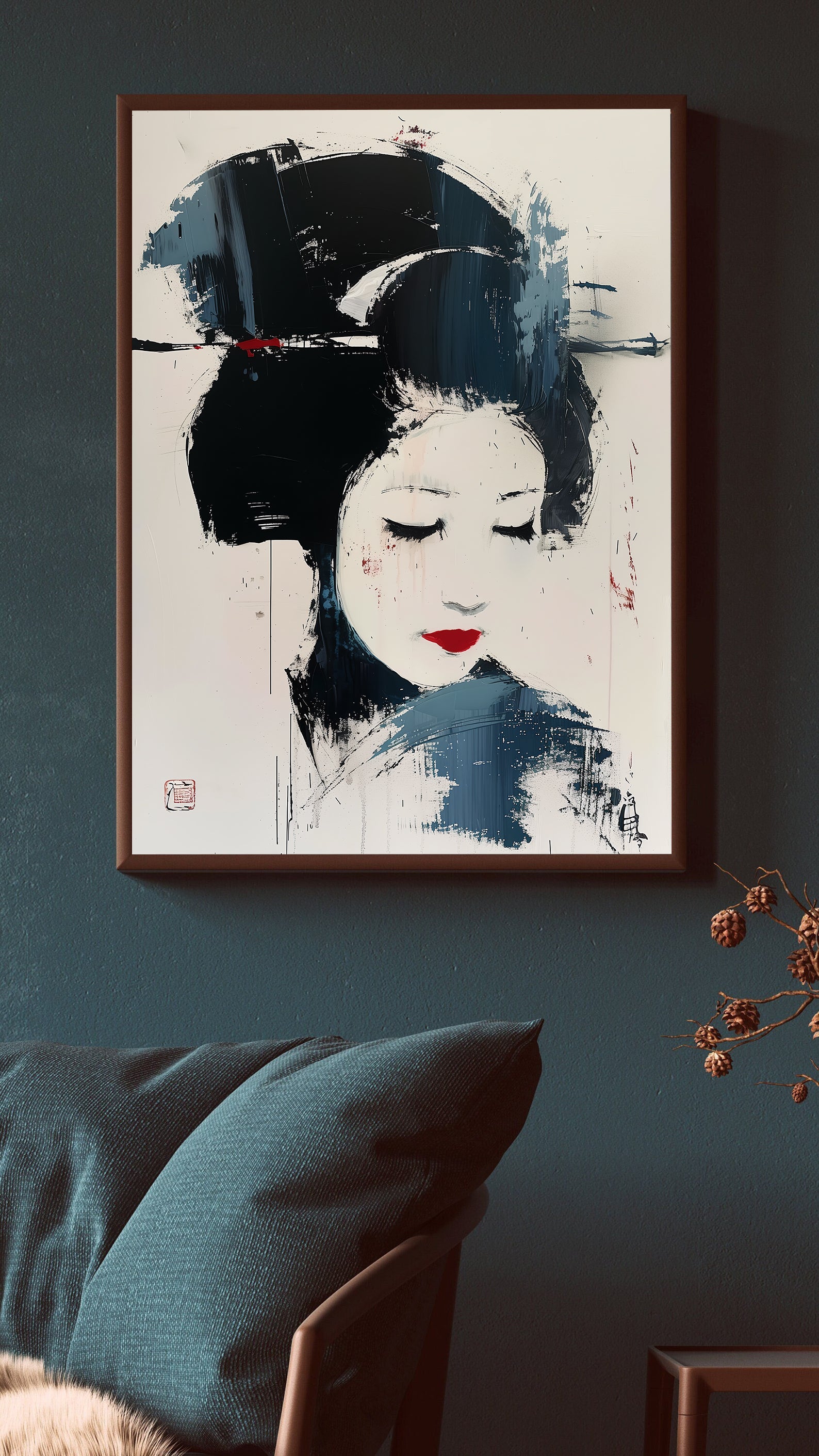 Peinture sur toile - Portrait de Geisha