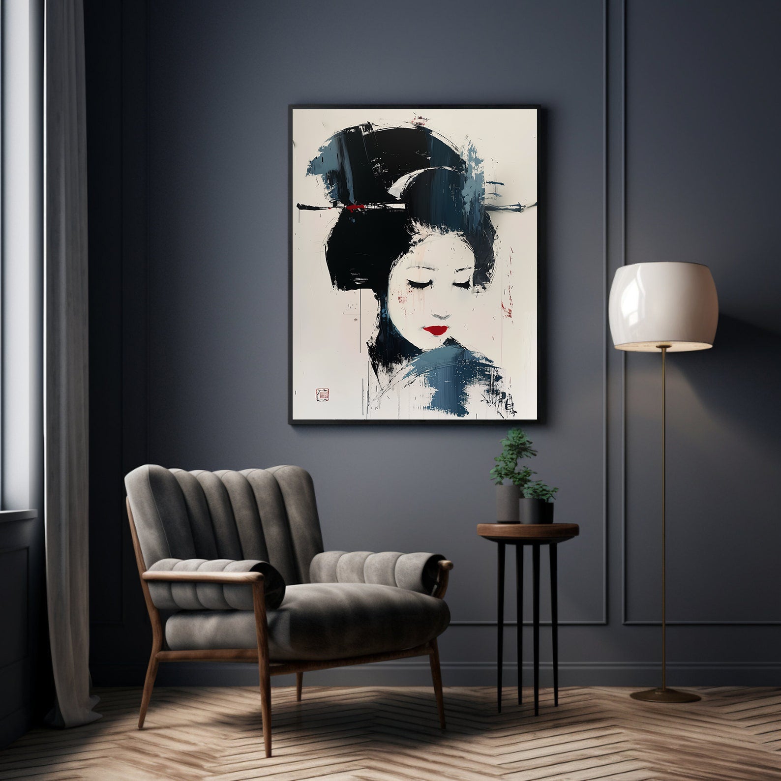 Peinture sur toile - Portrait de Geisha