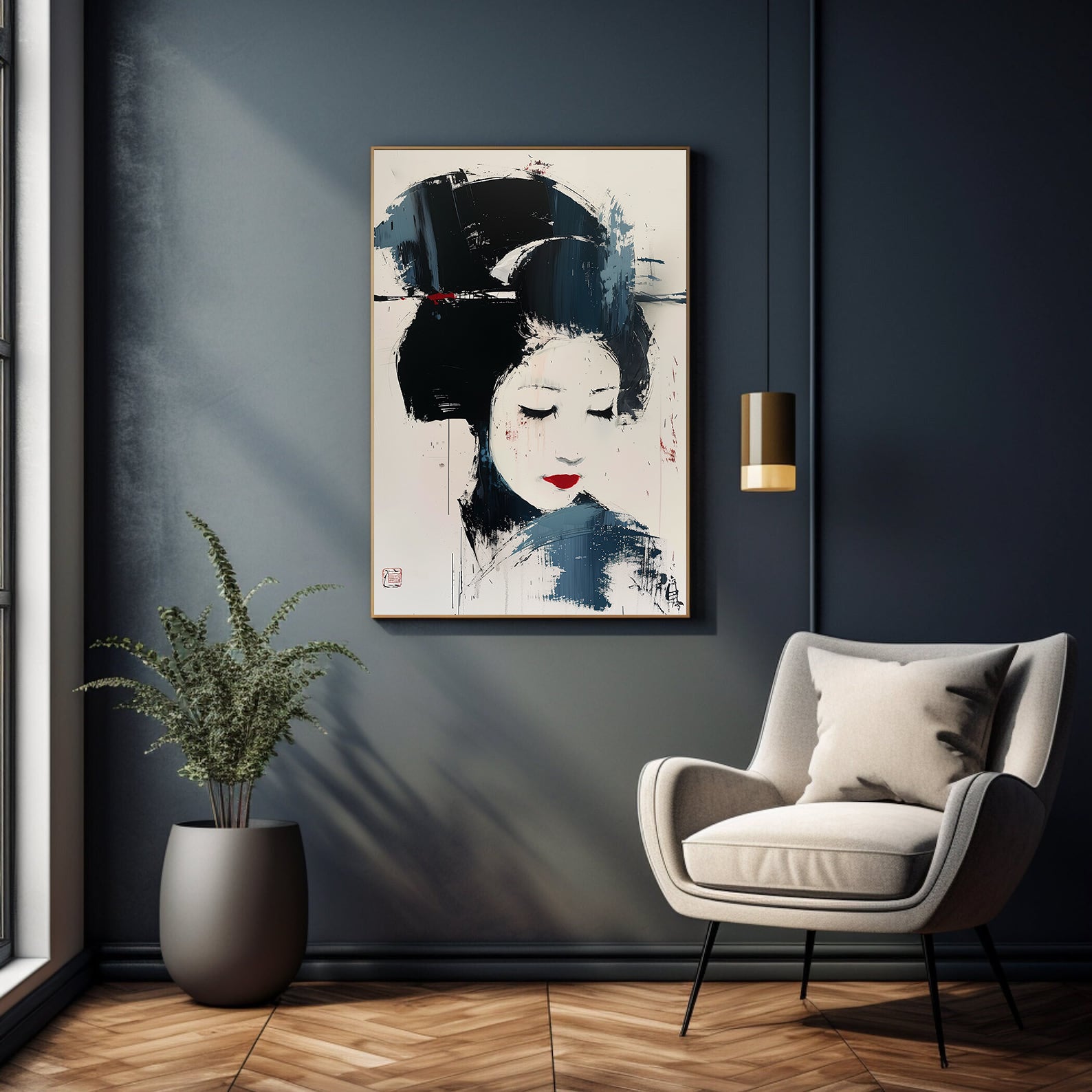 Peinture sur toile - Portrait de Geisha