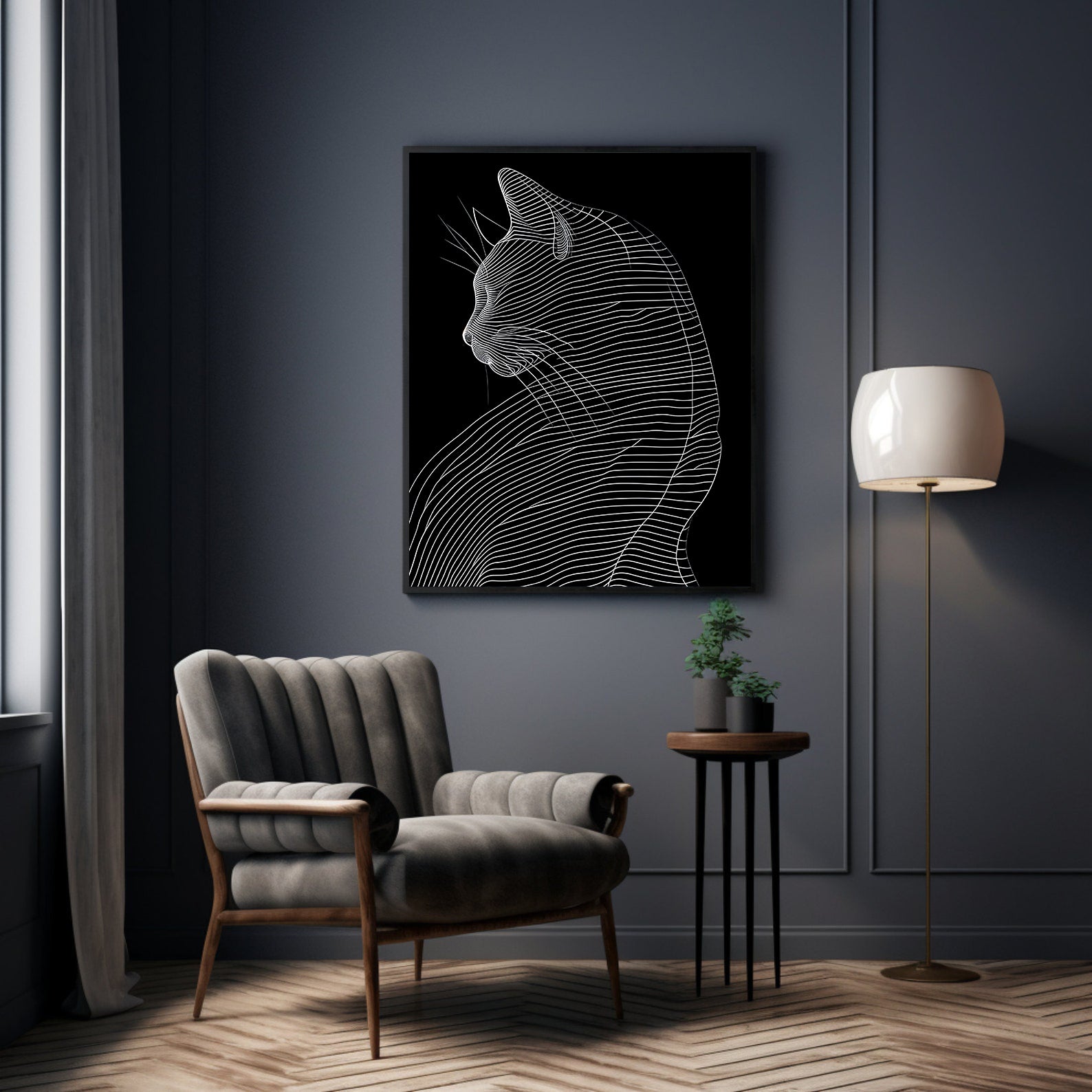 Leinwandgemälde - Schwarz-weiße Katze