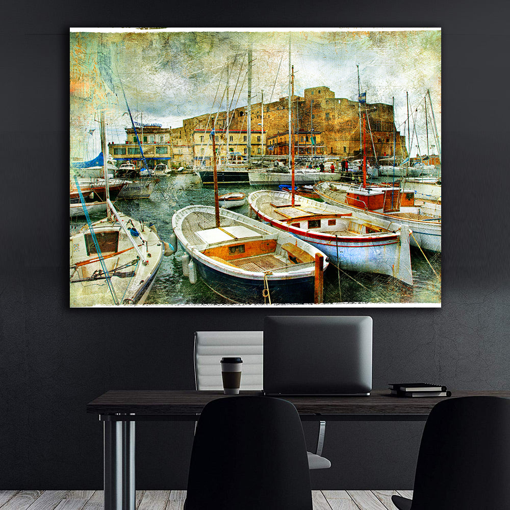 Leinwandbild - Boote im Hafen