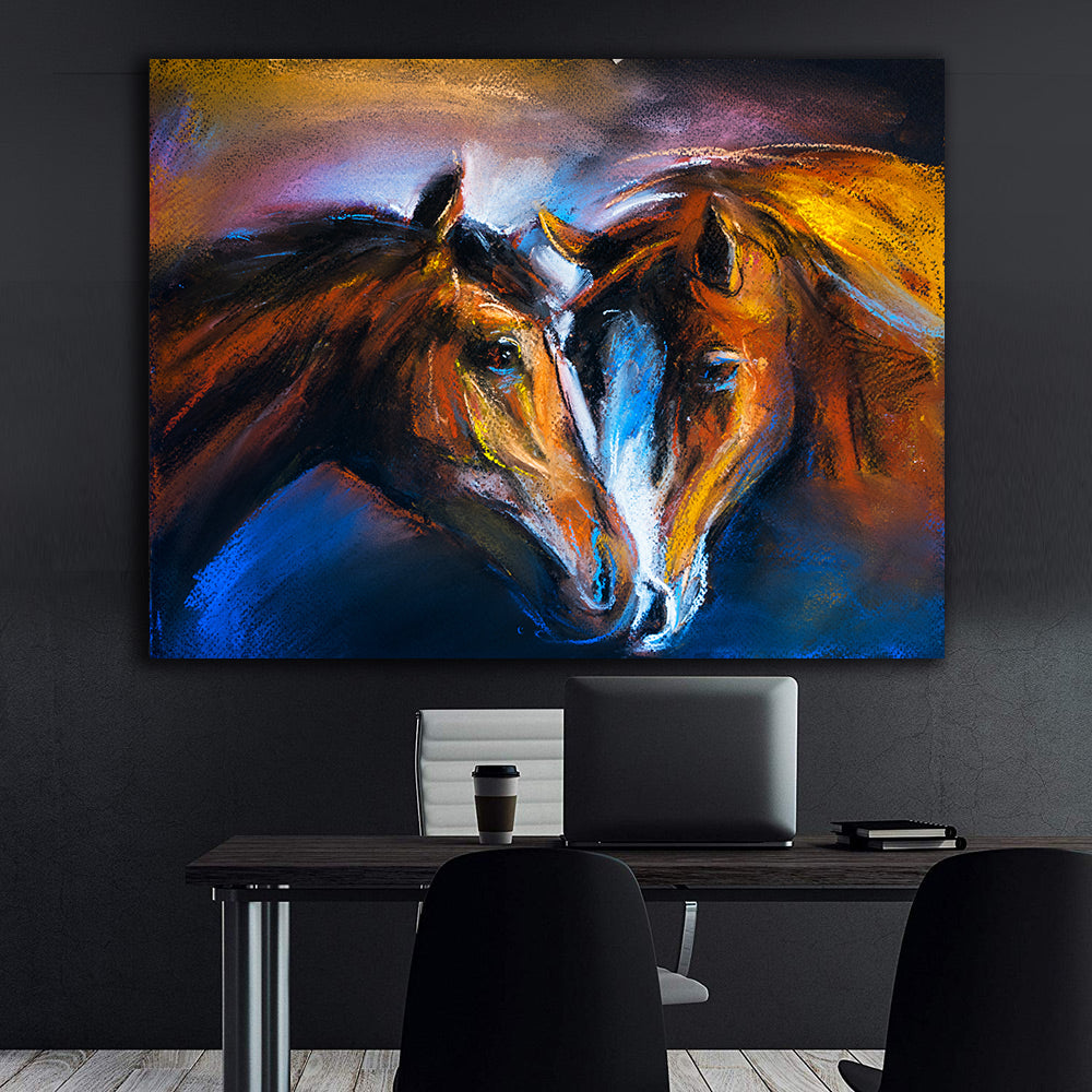 Leinwandgemälde - Verliebte Pferde