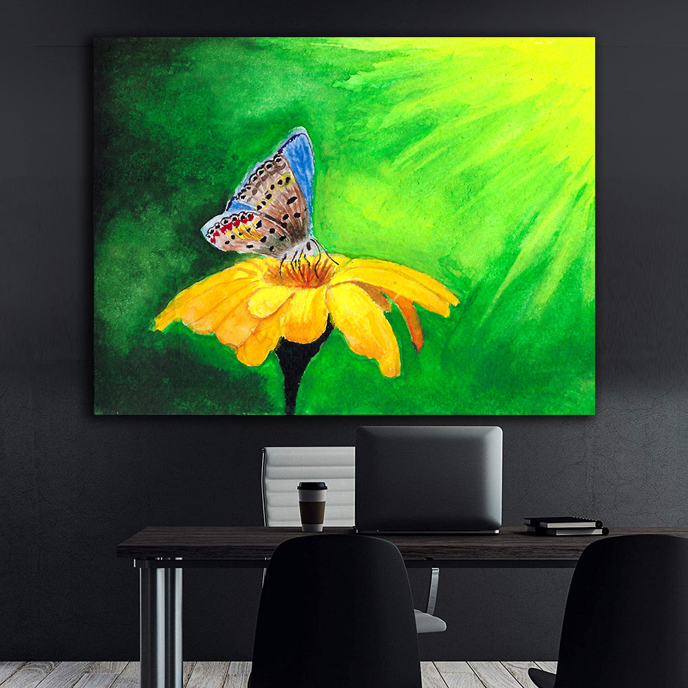 Leinwandbild - Schmetterling auf Blume