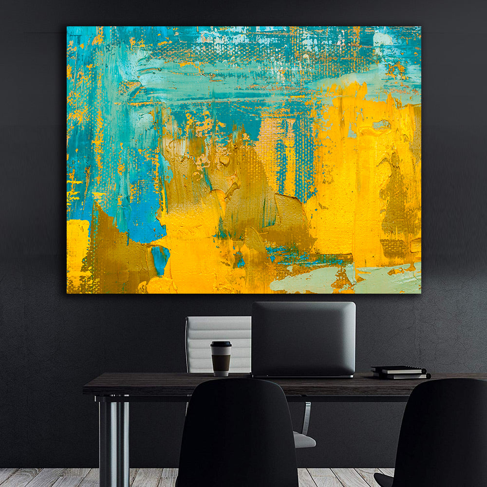 Leinwandgemälde - Grün und Gold Abstrakt