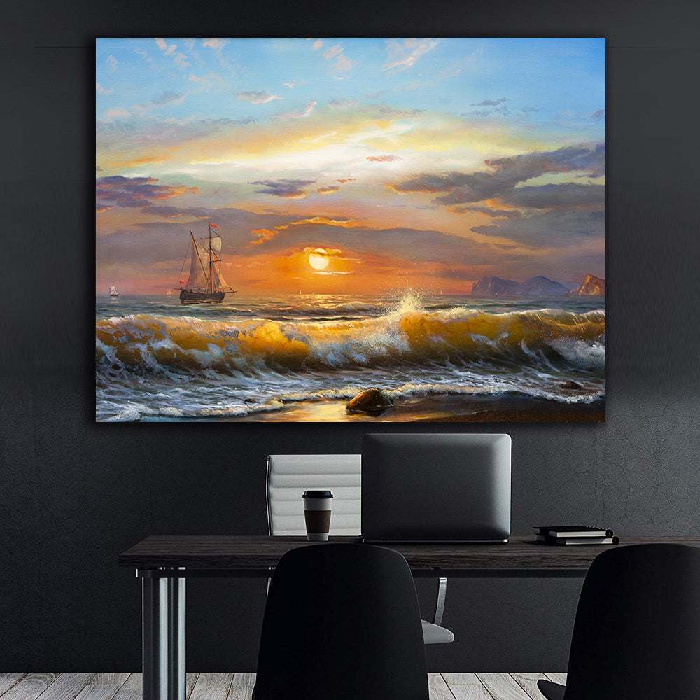 Tablou Canvas - Bărcuțe cu Pânze pe Mare