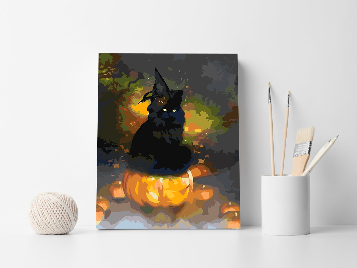 Malen nach Zahlen - Halloween-Kürbis und Katze 3616