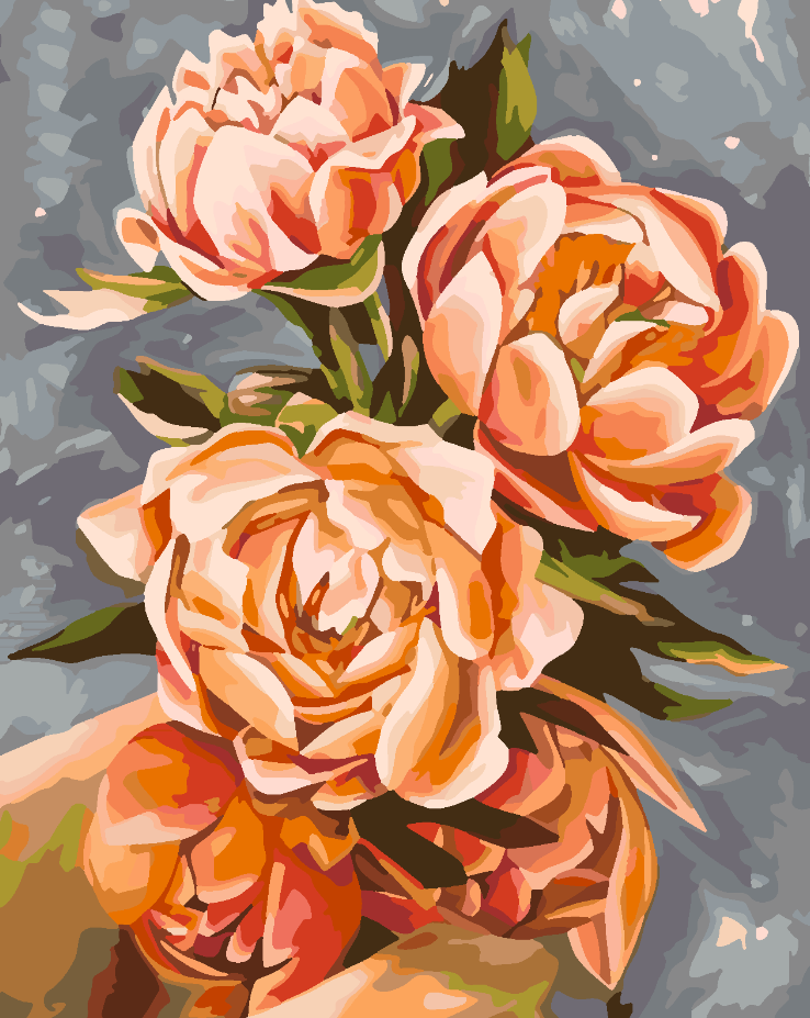 Malen nach Zahlen - Orange Blumen 4077