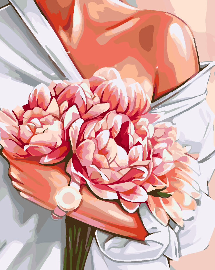Peinture par numéros - Femme aux fleurs 4078