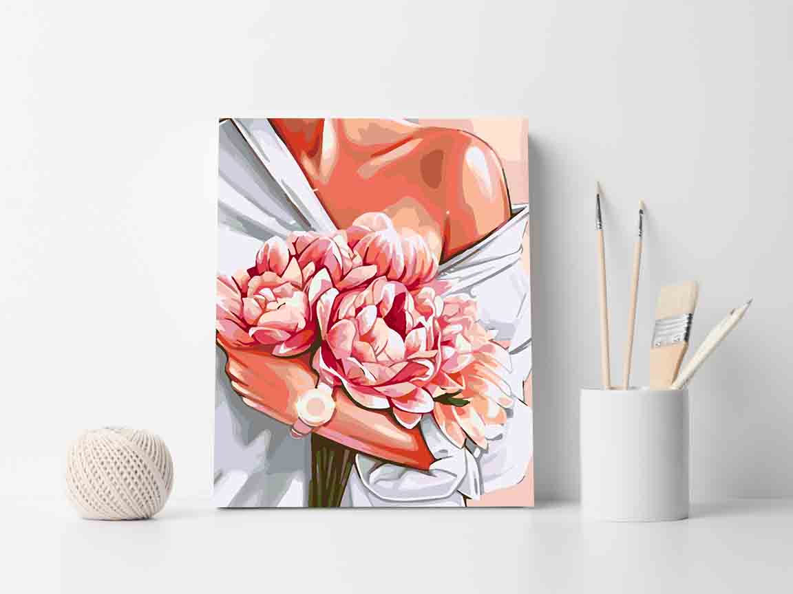 Peinture par numéros - Femme aux fleurs 4078