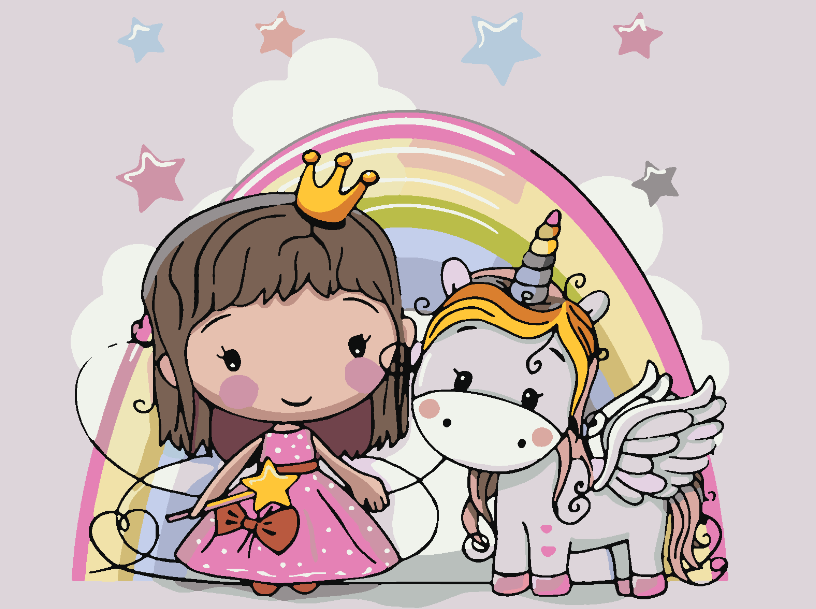 Malen nach Zahlen - Kleine Prinzessin mit dem Einhorn 4132