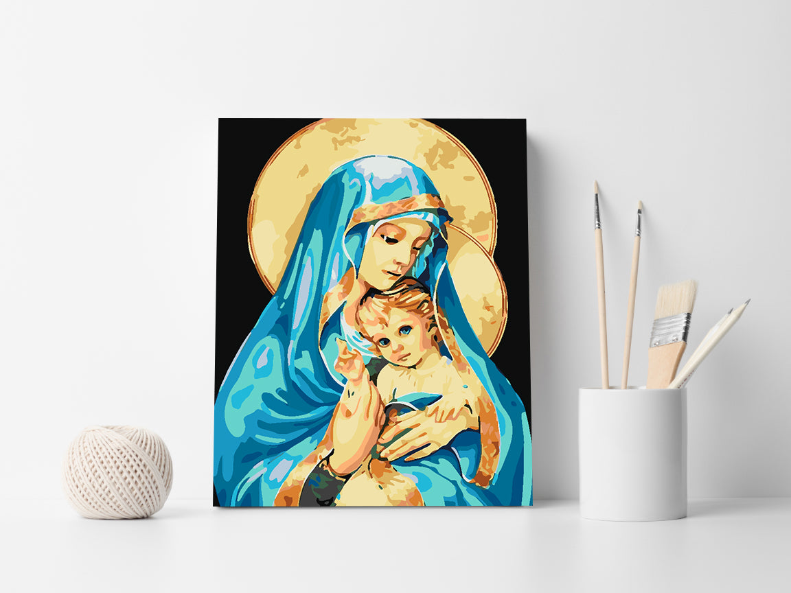 Malen nach Zahlen - Heilige Maria mit Kind 4165