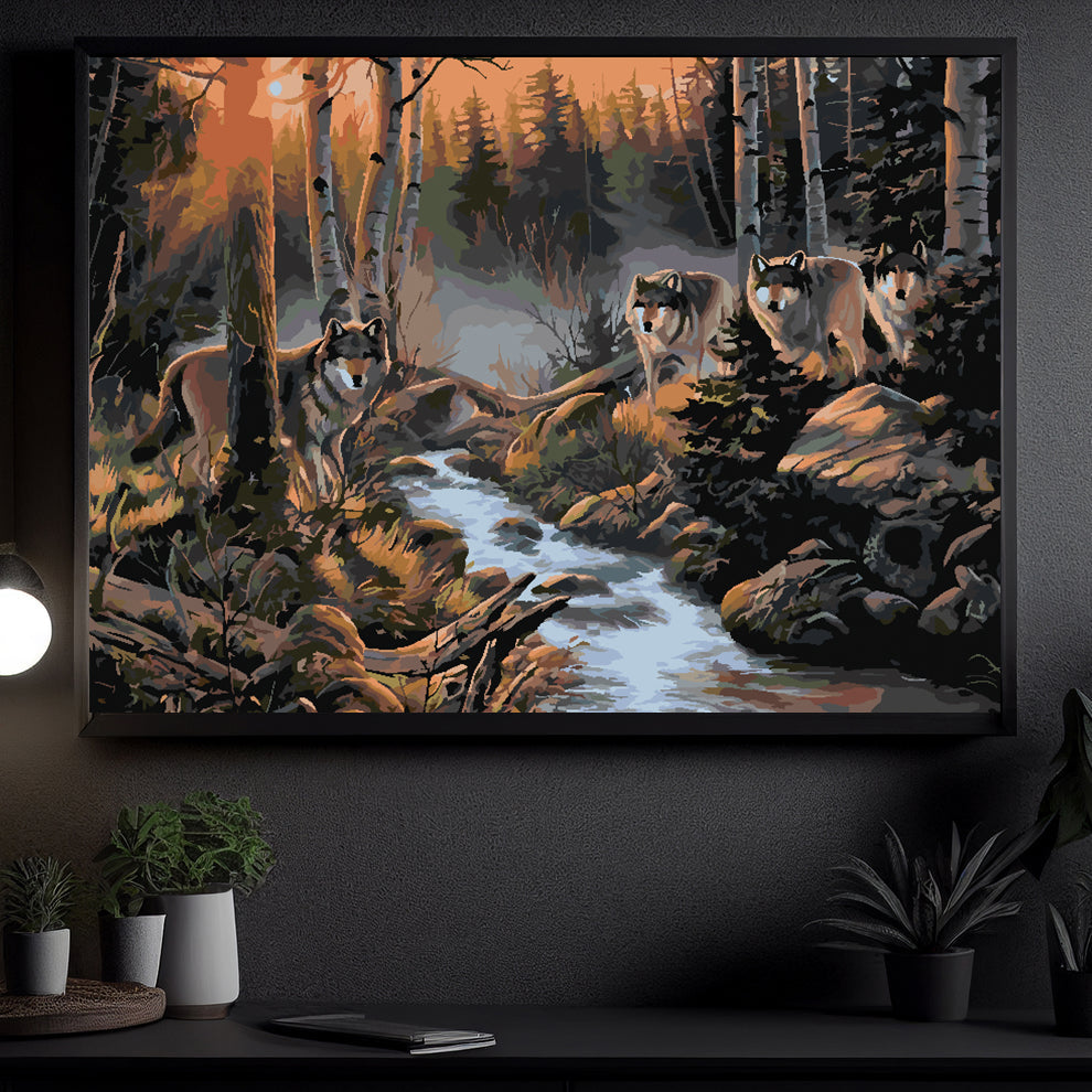 Malen nach Zahlen - Wölfe im Wald 4166