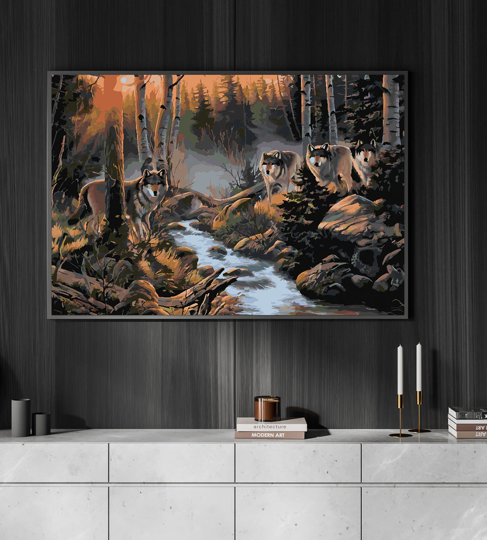 Malen nach Zahlen - Wölfe im Wald 4166