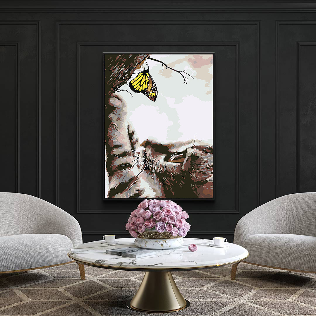 Malen nach Zahlen - Katze und Schmetterling 4195