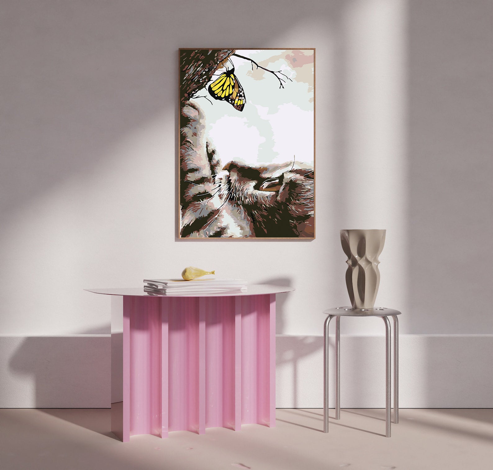 Malen nach Zahlen - Katze und Schmetterling 4195