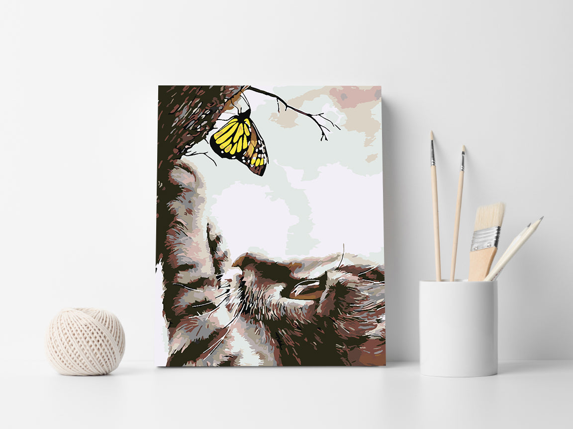 Malen nach Zahlen - Katze und Schmetterling 4195