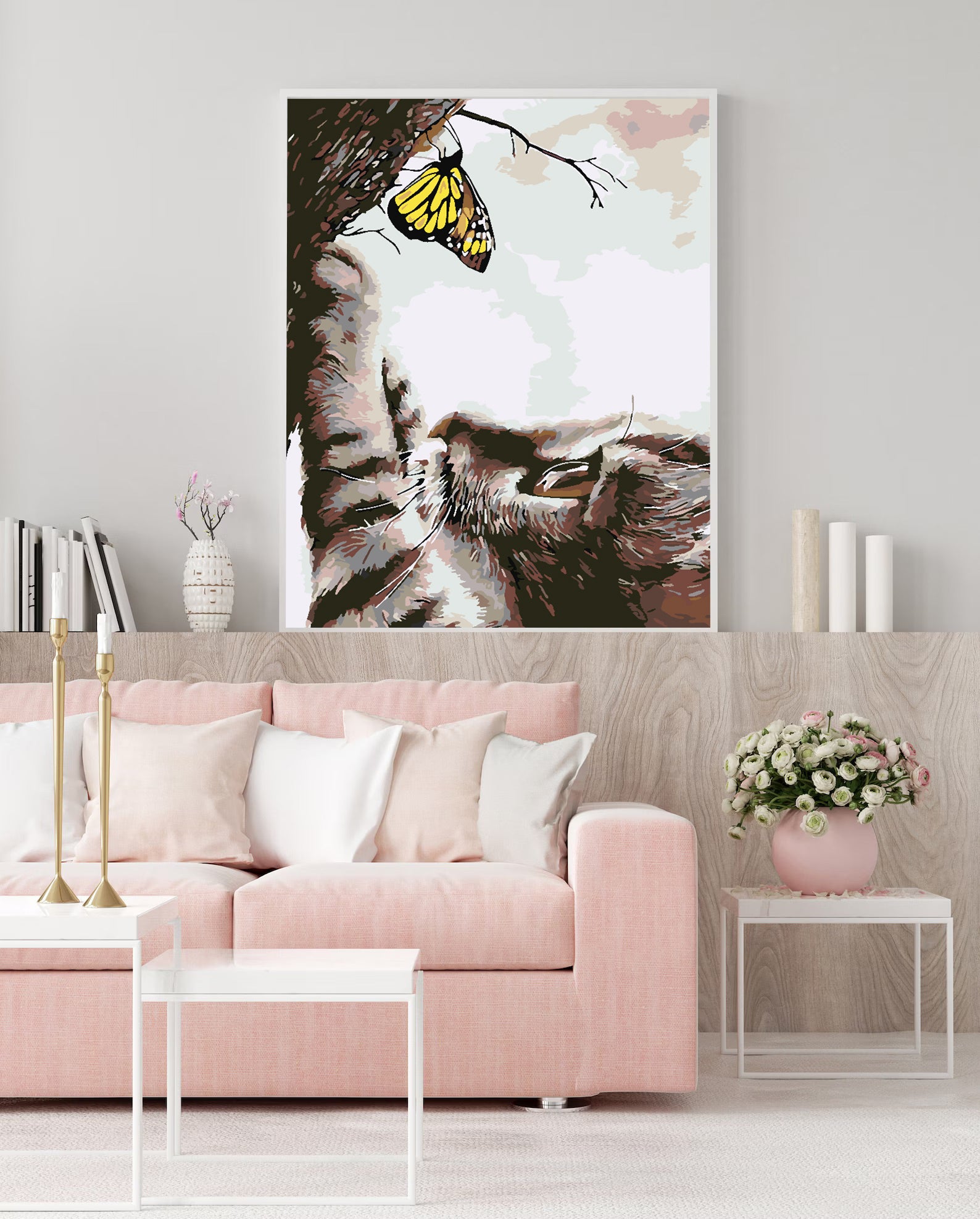 Malen nach Zahlen - Katze und Schmetterling 4195