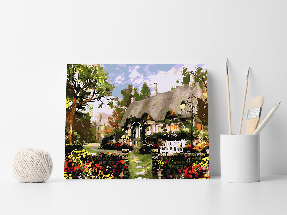 Malen nach Zahlen - Haus mit Blumen 4198