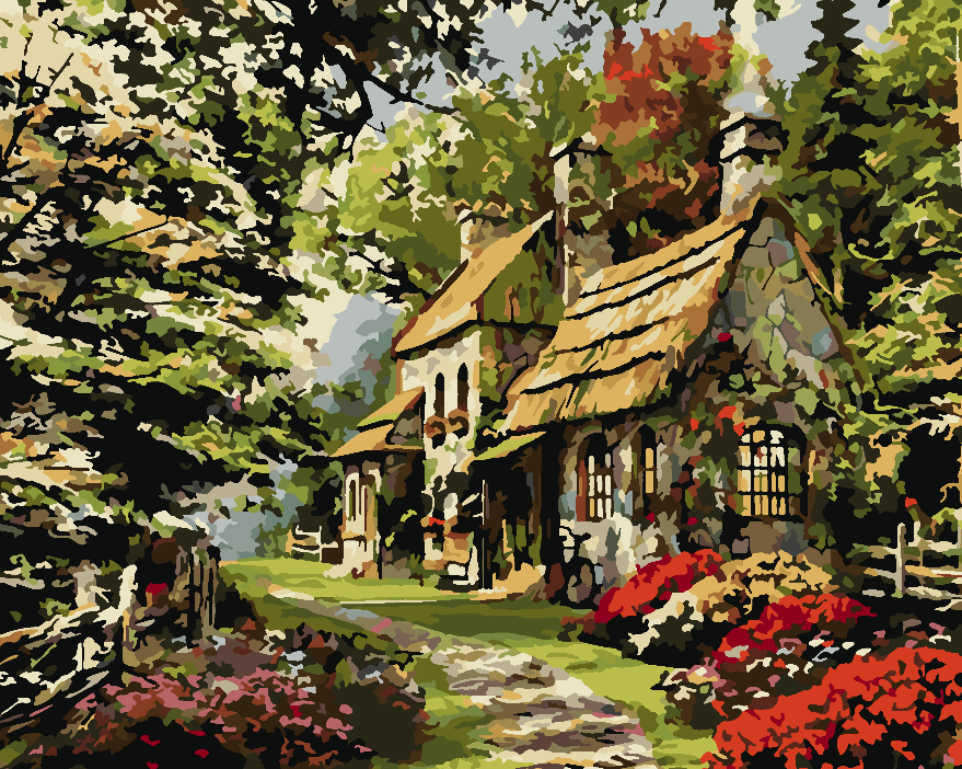 Malen nach Zahlen - Blumenhaus 4200