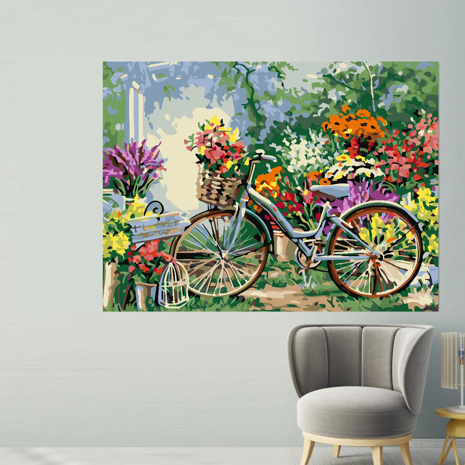 Malen nach Zahlen - Fahrrad mit Blumen 4205