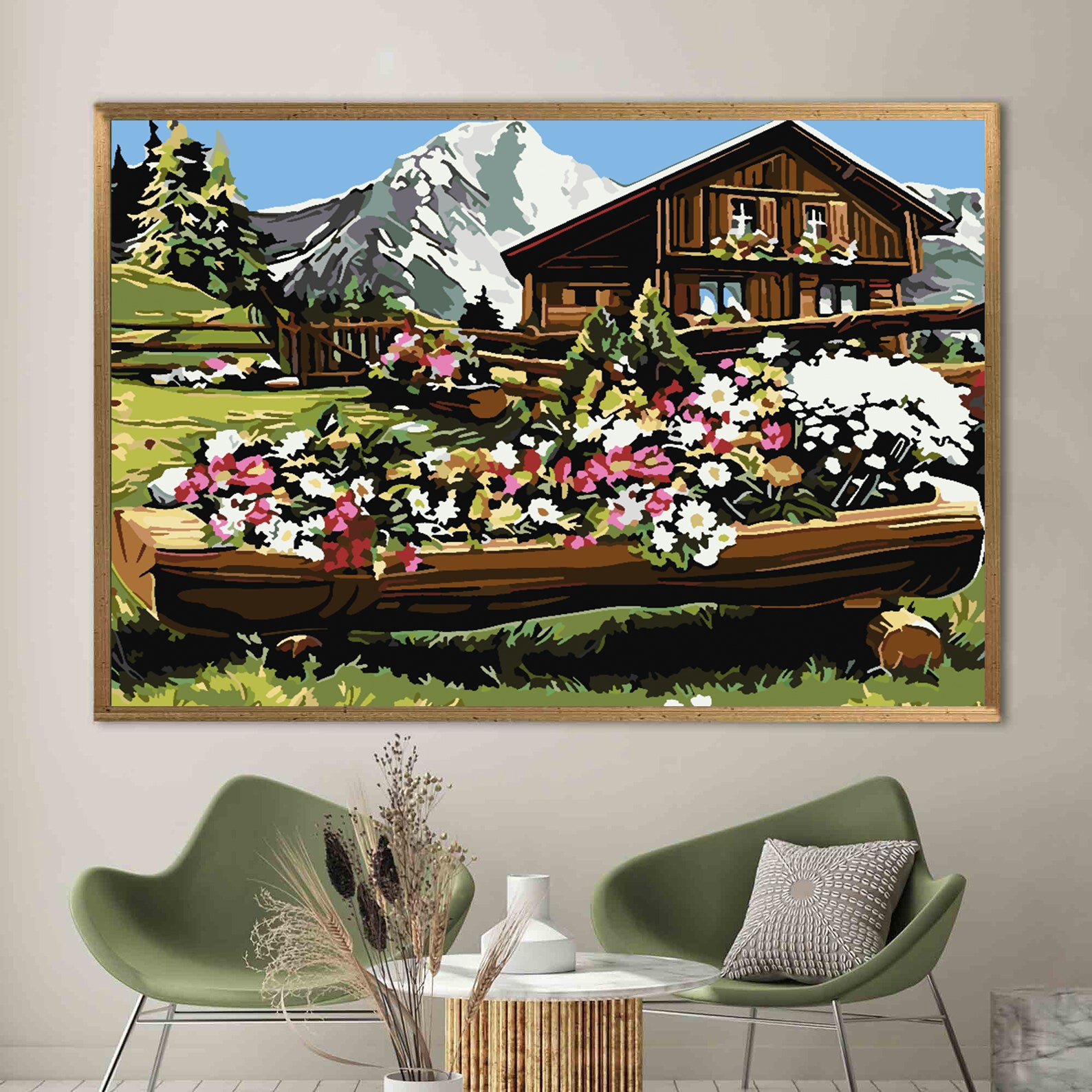 Malen nach Zahlen - Berglandschaft mit Blumen 4210