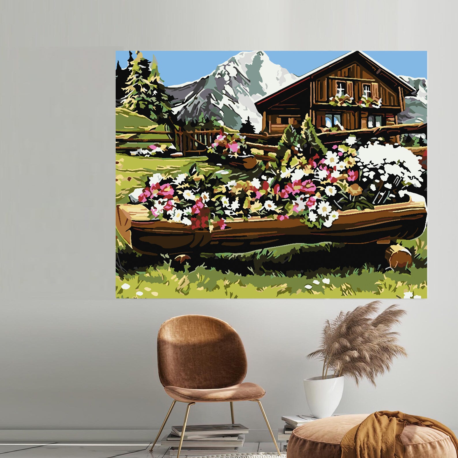 Malen nach Zahlen - Berglandschaft mit Blumen 4210