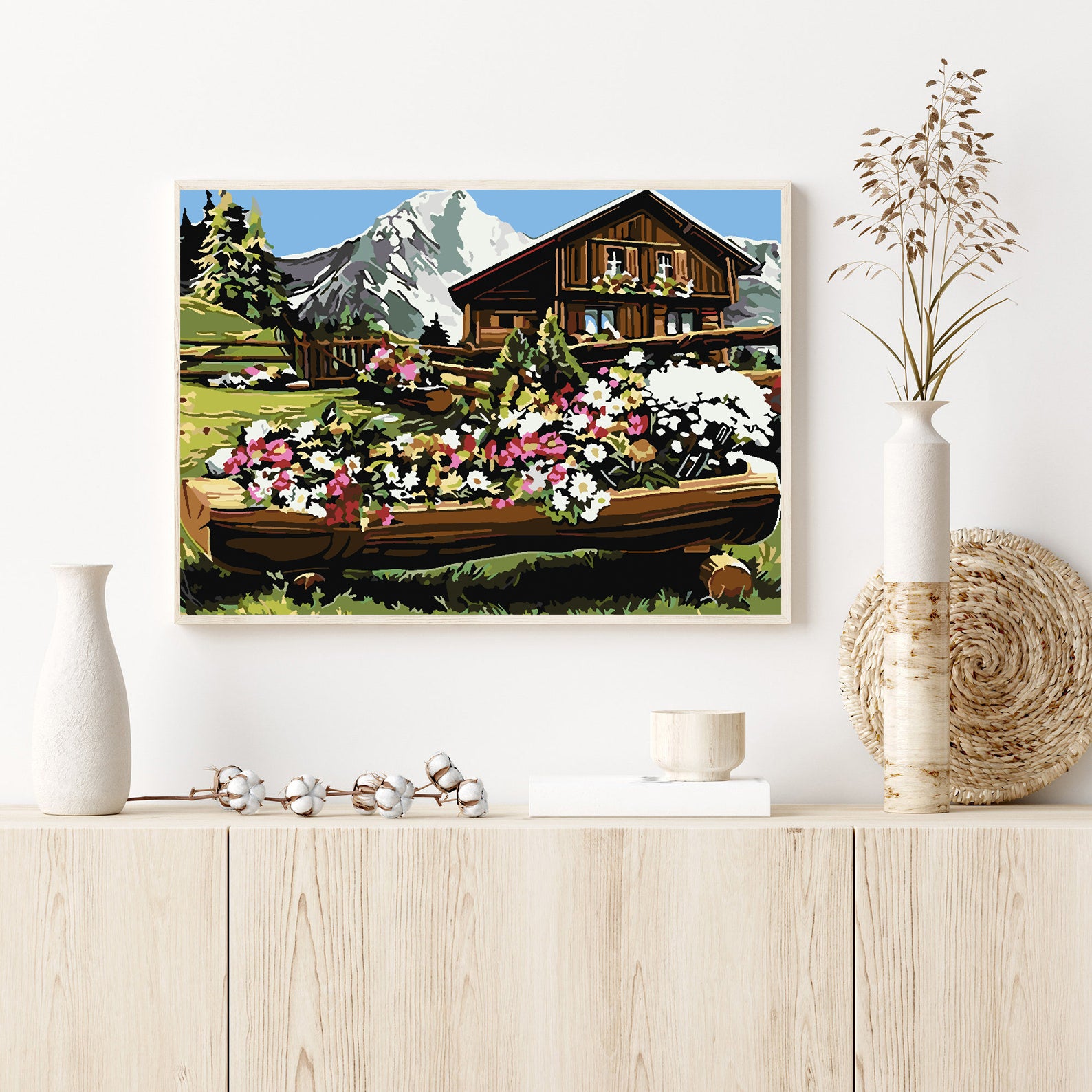 Malen nach Zahlen - Berglandschaft mit Blumen 4210