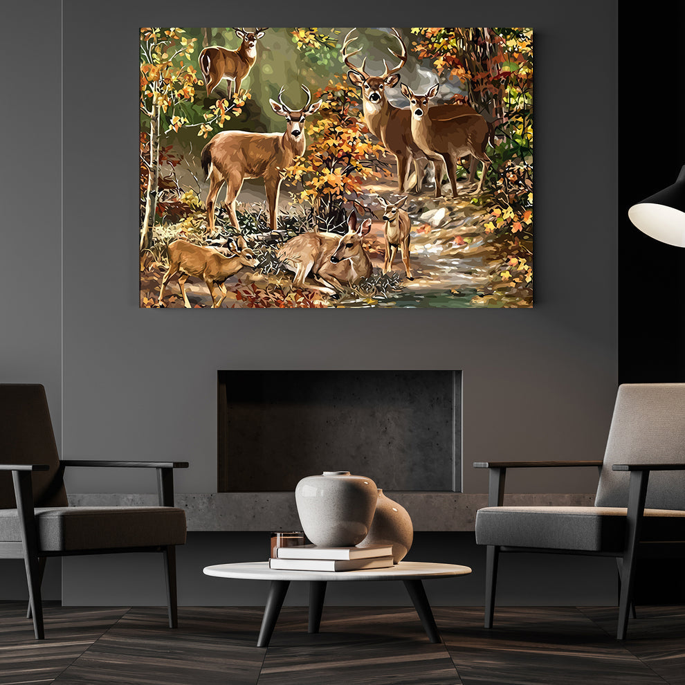 Malen nach Zahlen - Hirsch im Wald 4219