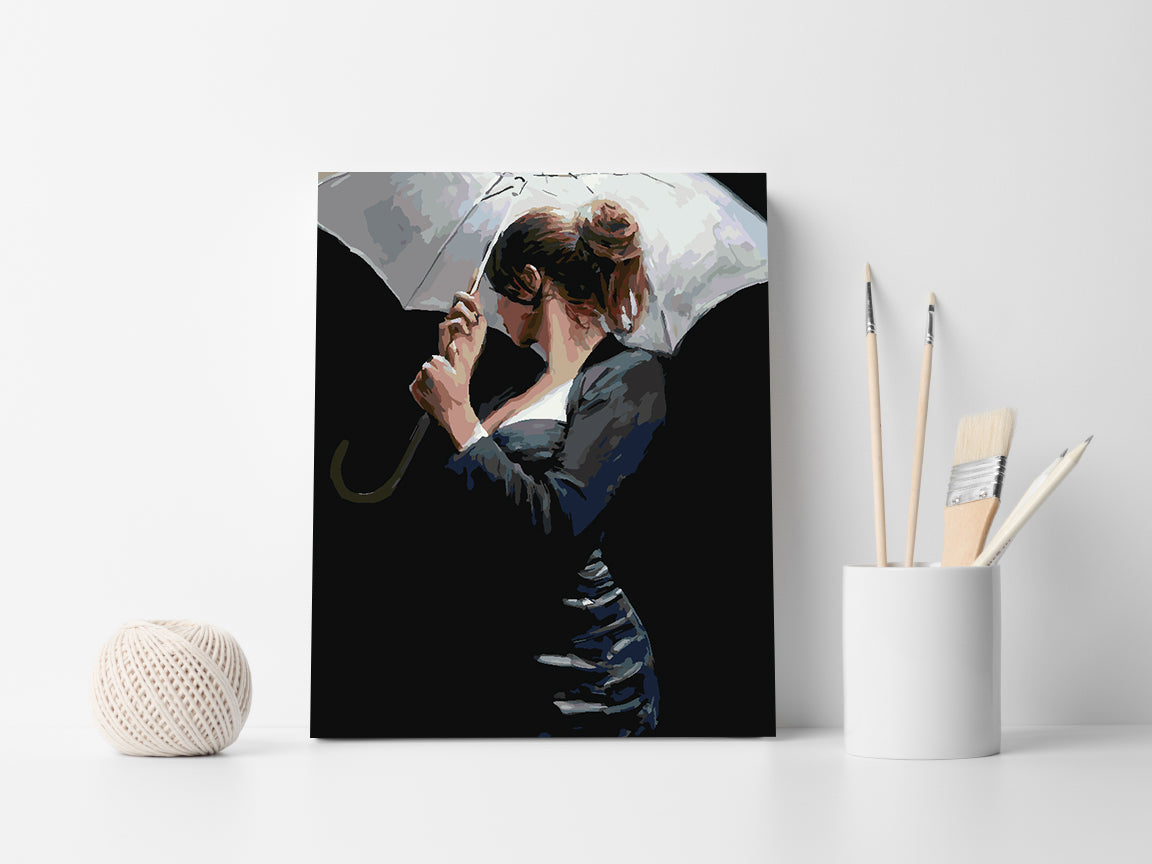 Malen nach Zahlen - Frau unter dem Regenschirm 4223