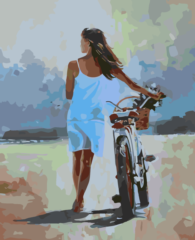 Malen nach Zahlen - Mädchen mit Motorrad